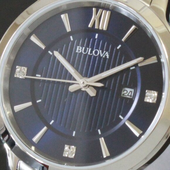Bulova Classic Diamond Accent Ladies Watch Stainless Deep Blue Dial 32mm - Picture 14 of 14
